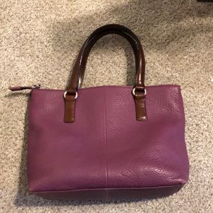 5/$10 Fossil leather purse-eggplant/brown